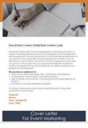 Cover Letter For Event Marketing One Pager Sample Example Document