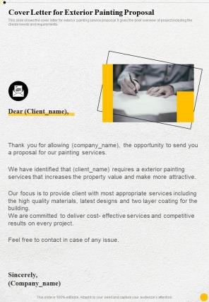 Cover Letter For Exterior Painting Proposal One Pager Sample Example Document