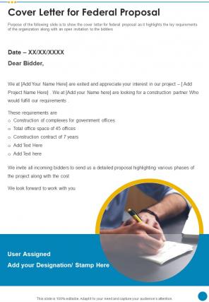 Cover Letter For Federal Proposal One Pager Sample Example Document