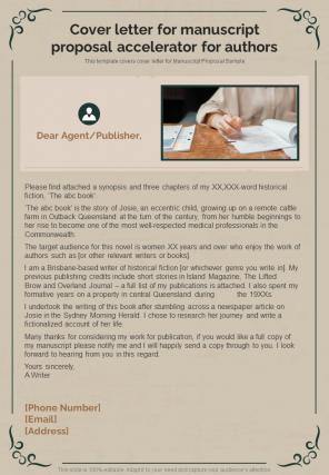 Cover Letter For Manuscript Proposal Accelerator For Authors One Pager Sample Example Document