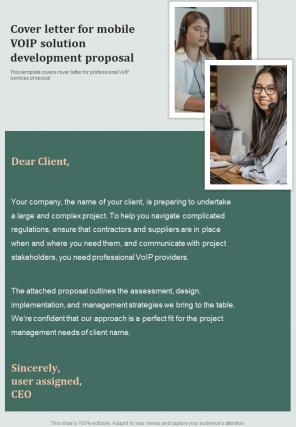 Cover Letter For Mobile Voip Solution Development Proposal One Pager Sample Example Document