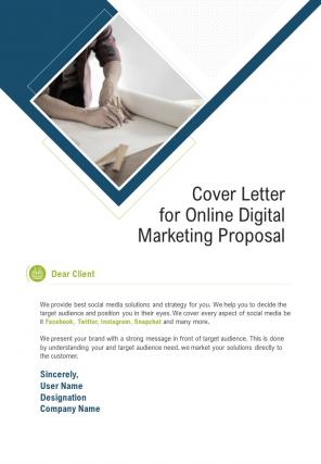 Cover Letter For Online Digital Marketing Proposal One Pager Sample Example Document