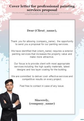 Cover Letter For Professional Painting Services Proposal One Pager Sample Example Document