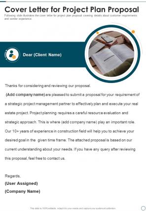 Cover Letter For Project Plan Proposal One Pager Sample Example Document
