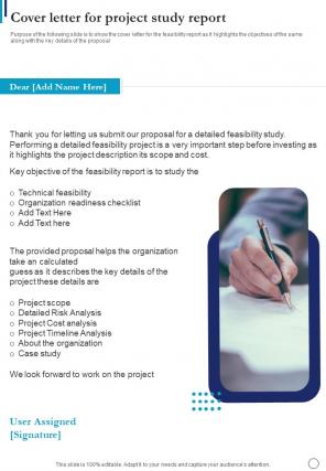 Cover Letter For Project Study Report One Pager Sample Example Document