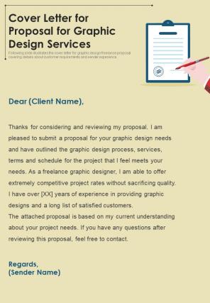 Cover Letter For Proposal For Graphic Design Services One Pager Sample Example Document