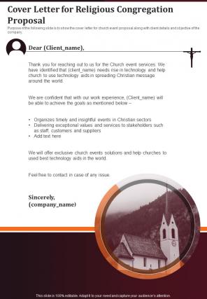 Cover Letter For Religious Congregation Proposal One Pager Sample Example Document