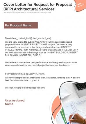 Cover Letter For Request For Proposal Rfp Architectural Services One Pager Sample Example Document