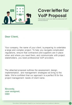 Cover Letter For Voip Proposal One Pager Sample Example Document