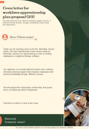 Cover Letter For Workforce Apprenticeship Plan Proposal One Pager Sample Example Document