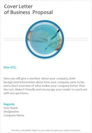 Cover Letter Of Business Proposal One Pager Sample Example Document