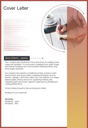 Cover Letter Printing Proposal Template One Pager Sample Example Document