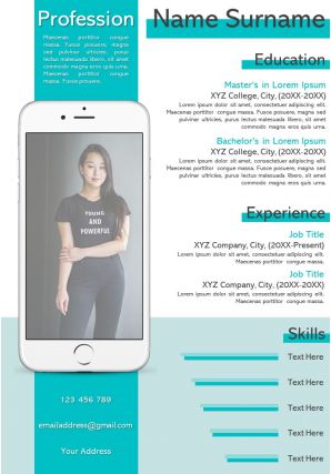 Creative resume and cv example with achievements and abilities