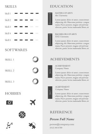 Creative resume cv design a4 size template with software skills