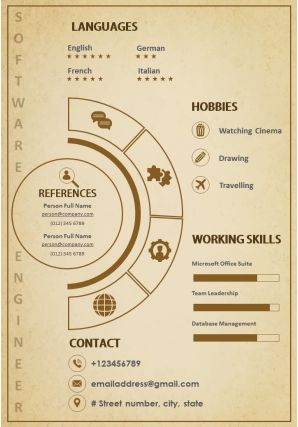 Creative resume template a4 size 2 pages infographic cv for engineers marketers