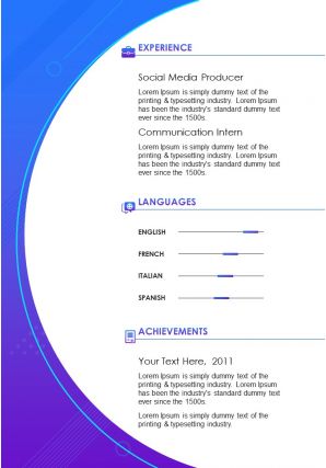 Creative resume template for social media manager cv sample