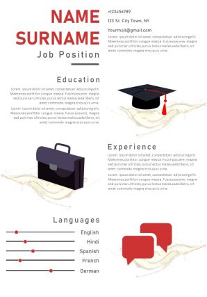 Creative visual resume powerpoint design a4 template