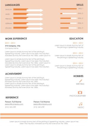 Creative visual resume powerpoint infographic template