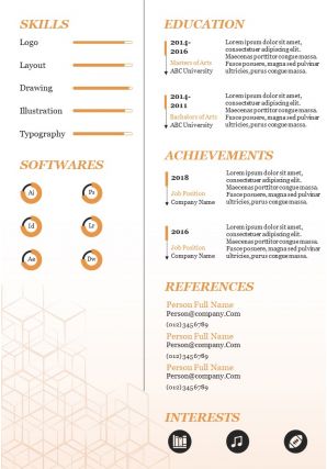 Creative visual resume template for graphic designer infographic