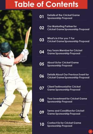 Cricket Game Sponsorship Proposal Example Document Report Doc Pdf Ppt