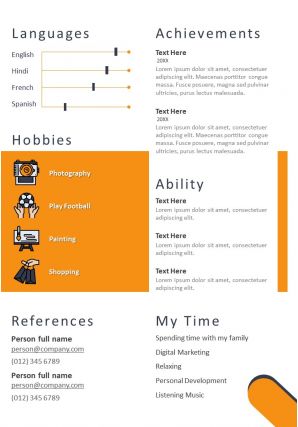 Curriculum vitae powerpoint resume template for self introduction