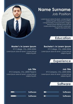 Curriculum vitae template with education and job position