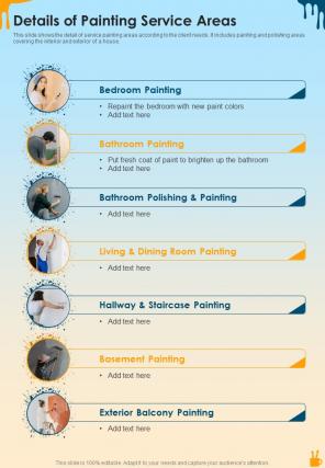 Custom Painting Proposal Details Of Painting Service Areas One Pager Sample Example Document