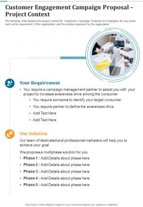 Customer Engagement Campaign Proposal Project Context One Pager Sample Example Document