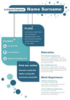 Customizable resume design for software engineer with skills and achievements