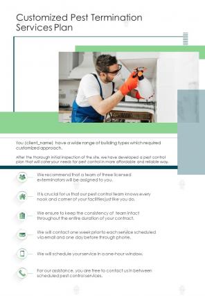 Customized Pest Termination Services Plan One Pager Sample Example Document