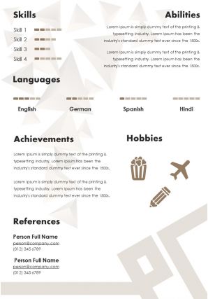 CV Resume Template With Skills And Abilities