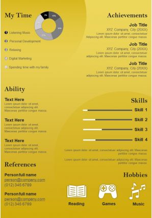Cv self introduction resume a4 powerpoint design layout