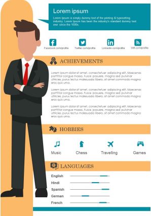 Cv visual resume template with professional skills