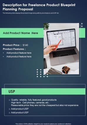 Description For Freelance Product Blueprint Planning Proposal One Pager Sample Example Document