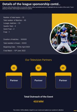 Details Of The League Sponsorship Proposal One Pager Sample Example Document