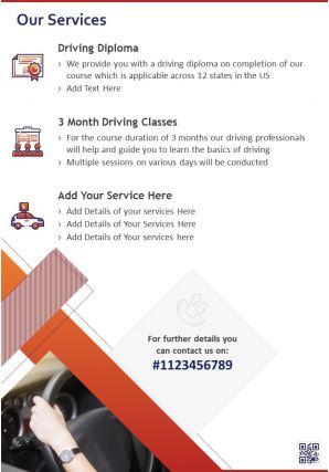 Driving lessons two page brochure template