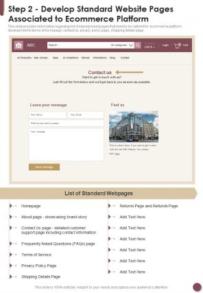 Ecommerce Strategy Playbook Step 2 Develop Standard Website One Pager Sample Example Document