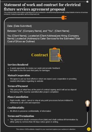 Electrical Fixture Services Agreement Proposal Report Sample Example Document