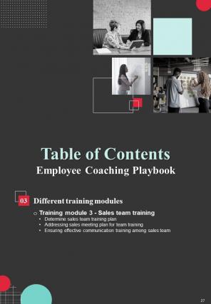 Employee Coaching Playbook Report Sample Example Document Graphical Visual