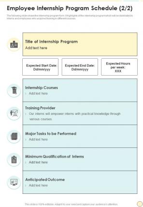 Employee Internship Program Schedule One Pager Sample Example Document