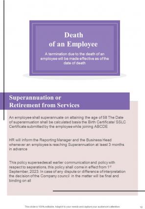 Employee Termination Policy A4 Handbook HB V Compatible Best