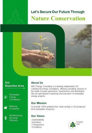Energy consulting company two page brochure template