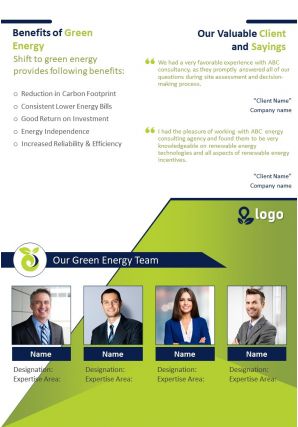 Energy consulting firms four page brochure template