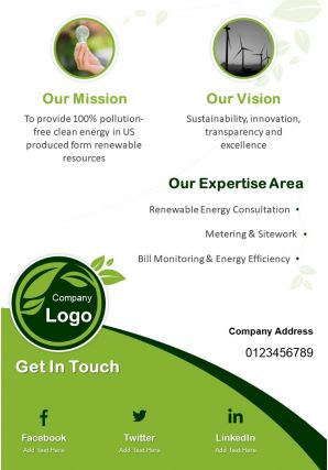 Energy management consulting firm two page brochure template