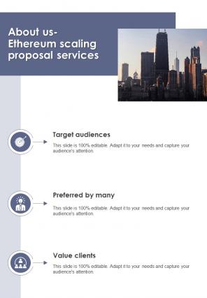 Ethereum Scaling Proposal Services About Us One Pager Sample Example Document