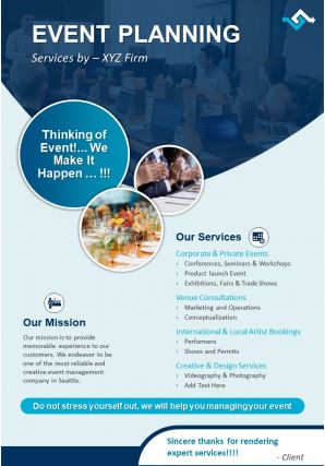 Event planning services two page brochure template