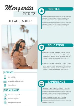 Example resume format for theatre actor