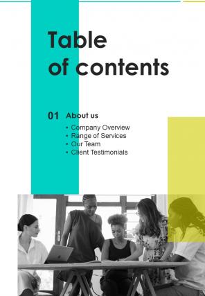 Exhibition Proposal Template Table Of Contents One Pager Sample Example Document