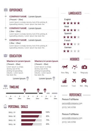 Eye catchy resume sample a4 cv design template