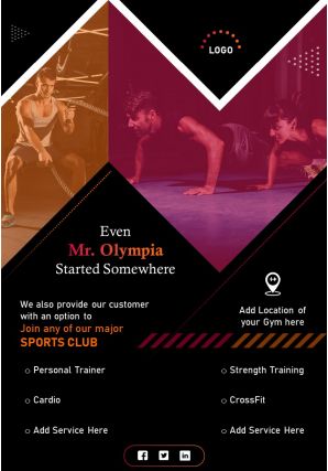 Fitness gym business promotion flyer two page brochure template